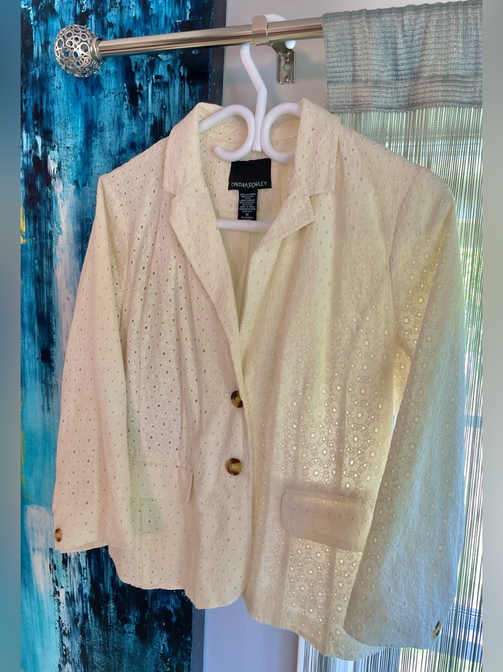 Cynthia Rowley Cream Eyelet Blazer with Gold-Tone Buttons